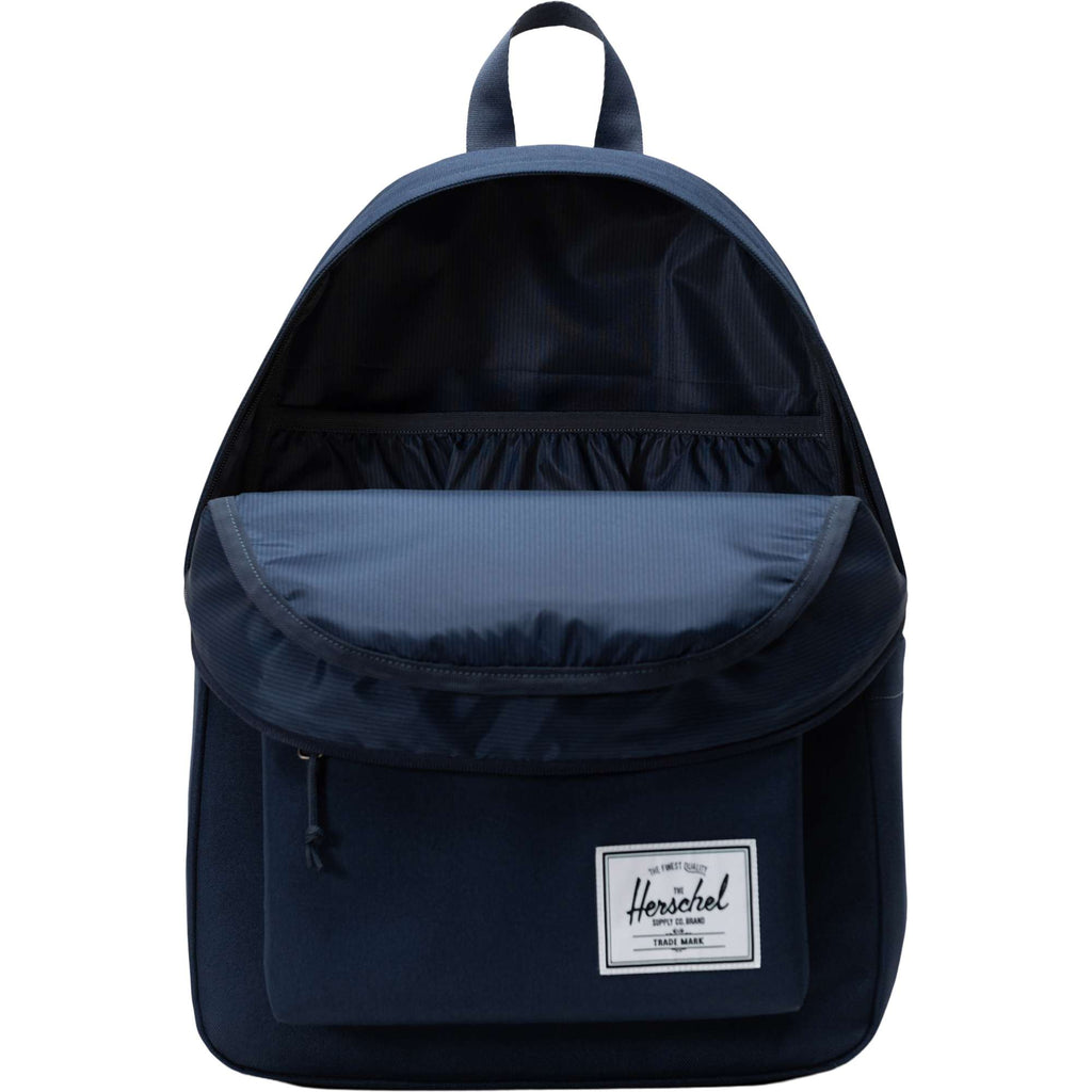 Herschel Classic XL Backpack in Recycled Polyester, 15 Inch Embroidery - Navy - Front