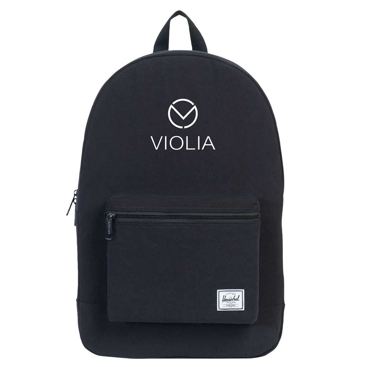 Herschel Cotton Daypack in Washed Canvas Embroidery - Black - Front
