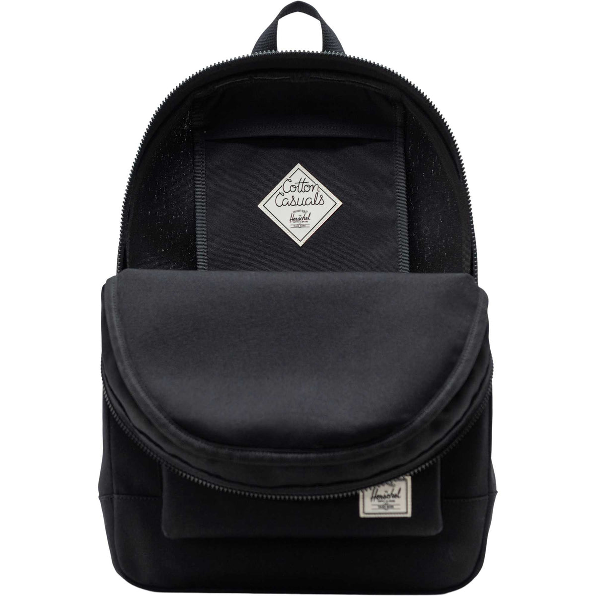 Herschel Cotton Daypack in Washed Canvas Transfer - Black - Open 2