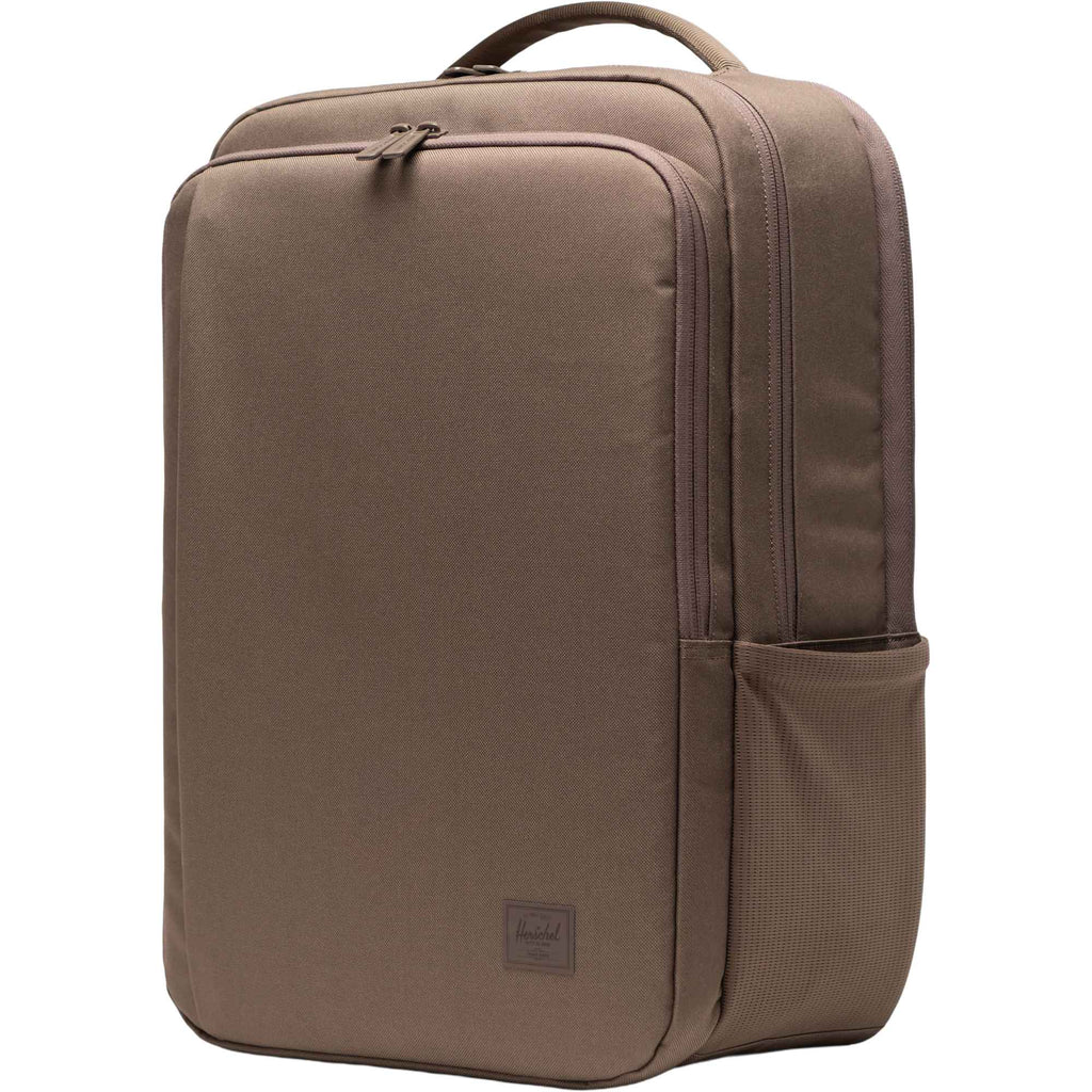 Herschel Kaslo Tech Daypack in Recycled Polyester, 16 Inch Embroidery - Light Brown - Left Angle