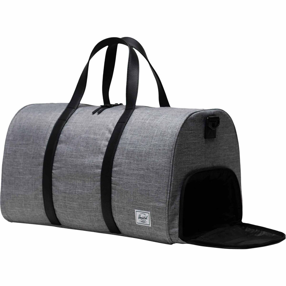 Herschel Novel Duffel Bag in Recycled Polyester Embroidery - Raven Crosshatch - Right Angle