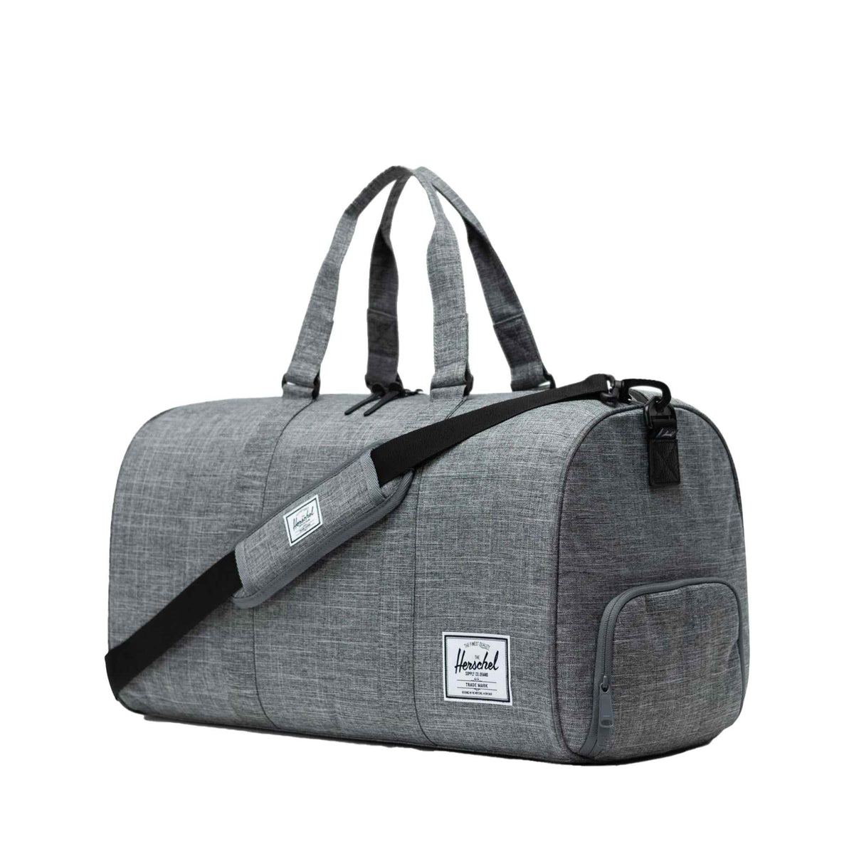Herschel Novel Duffel Bag with Shoe Compartment, 20 Inches Embroidery - Raven Crosshatch - Right Angle