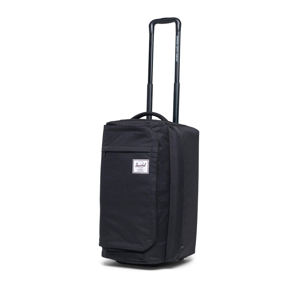 Herschel Outfitter Wheeled Duffel Bag, 50L Embroidery - Black - Left Angle