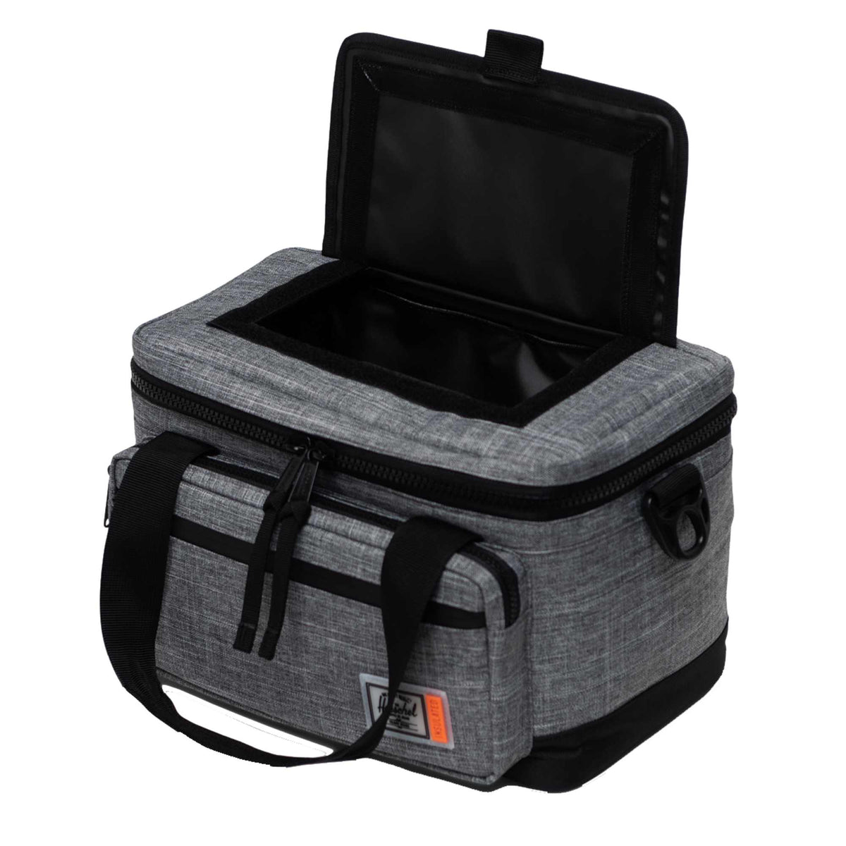 Herschel Pop Quiz Cooler for 12 Cans Transfer - Raven Crosshatch - Left Angle 2