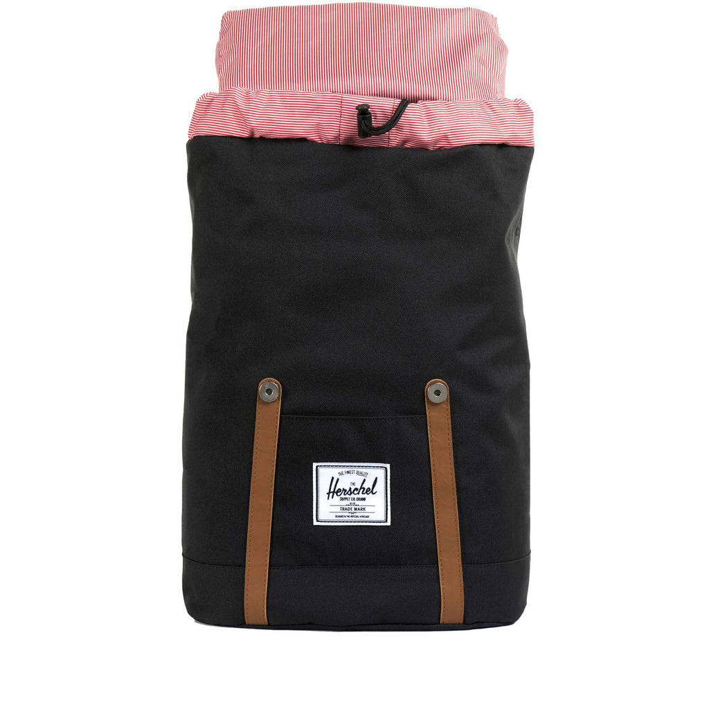 Herschel Retreat Drawstring Backpack in Polycanvas, 15 Inch Embroidery - Black - Front 2