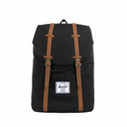 Herschel Retreat Drawstring Backpack in Polycanvas, 15 Inch Embroidery - Black - Front