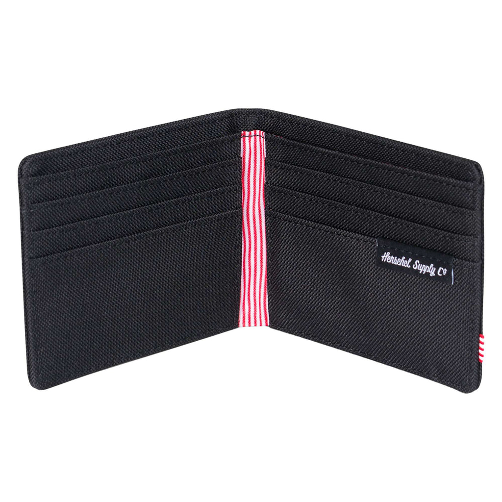 Herschel Roy Bifold Wallet with Coin Pocket Transfer - Black - Open