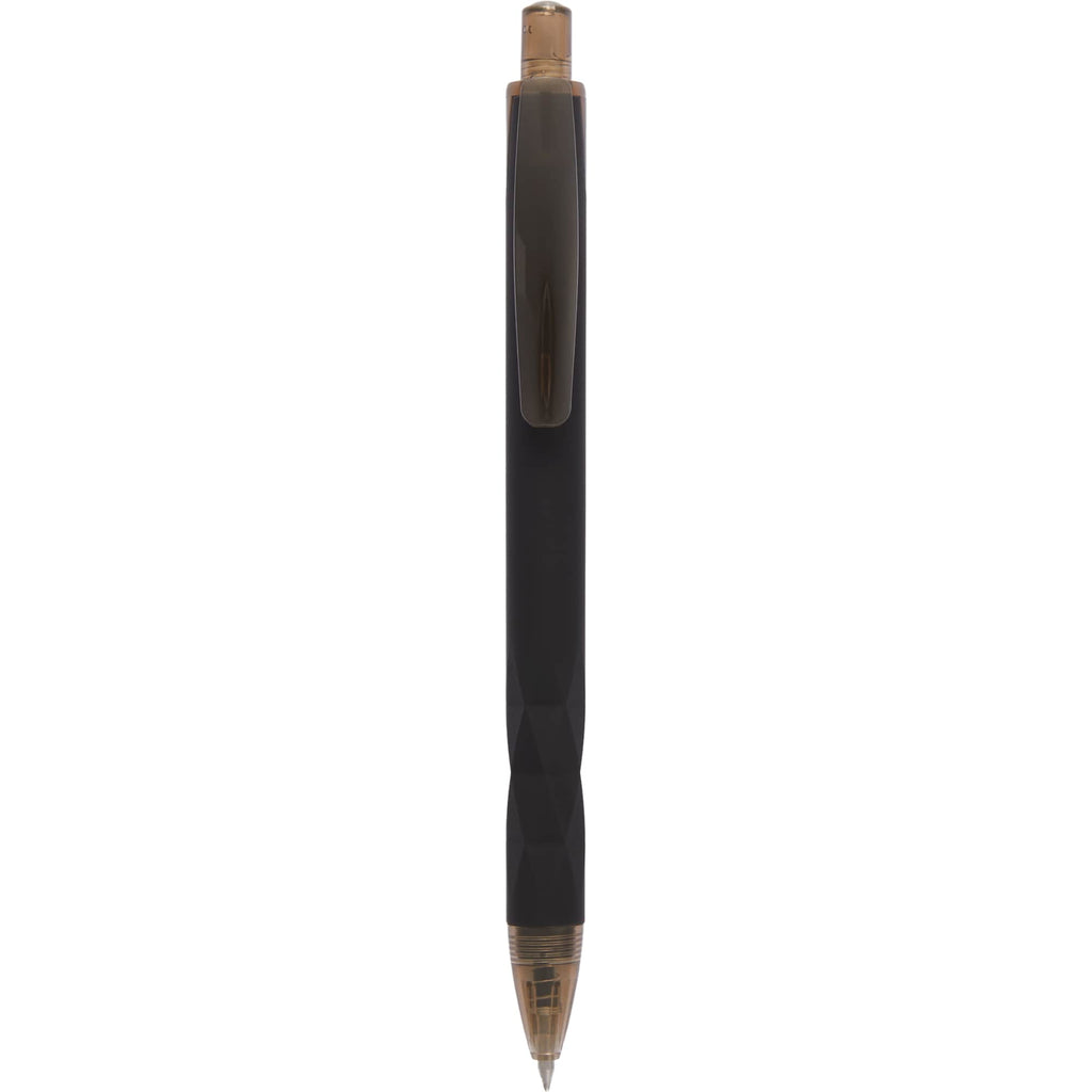 Hexi Soft Touch Gel Pen with Hexagonal Grip Full Color - Black - Clip