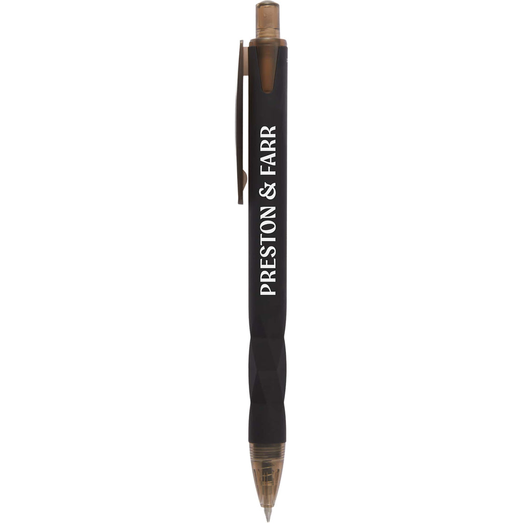 Hexi Soft Touch Gel Pen with Hexagonal Grip Full Color - Black - Front