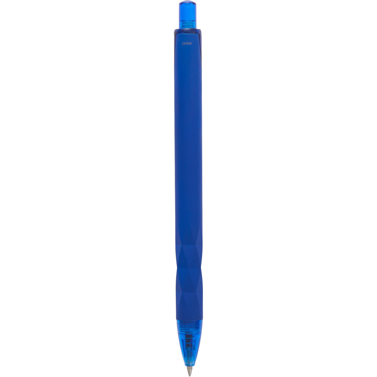 Hexi Soft Touch Gel Pen with Hexagonal Grip Full Color - Blue - Back
