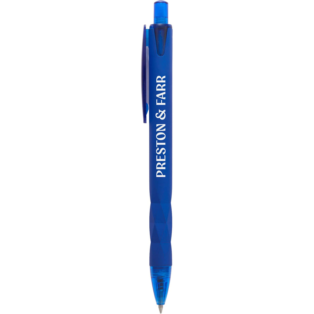 Hexi Soft Touch Gel Pen with Hexagonal Grip Full Color - Blue - Front