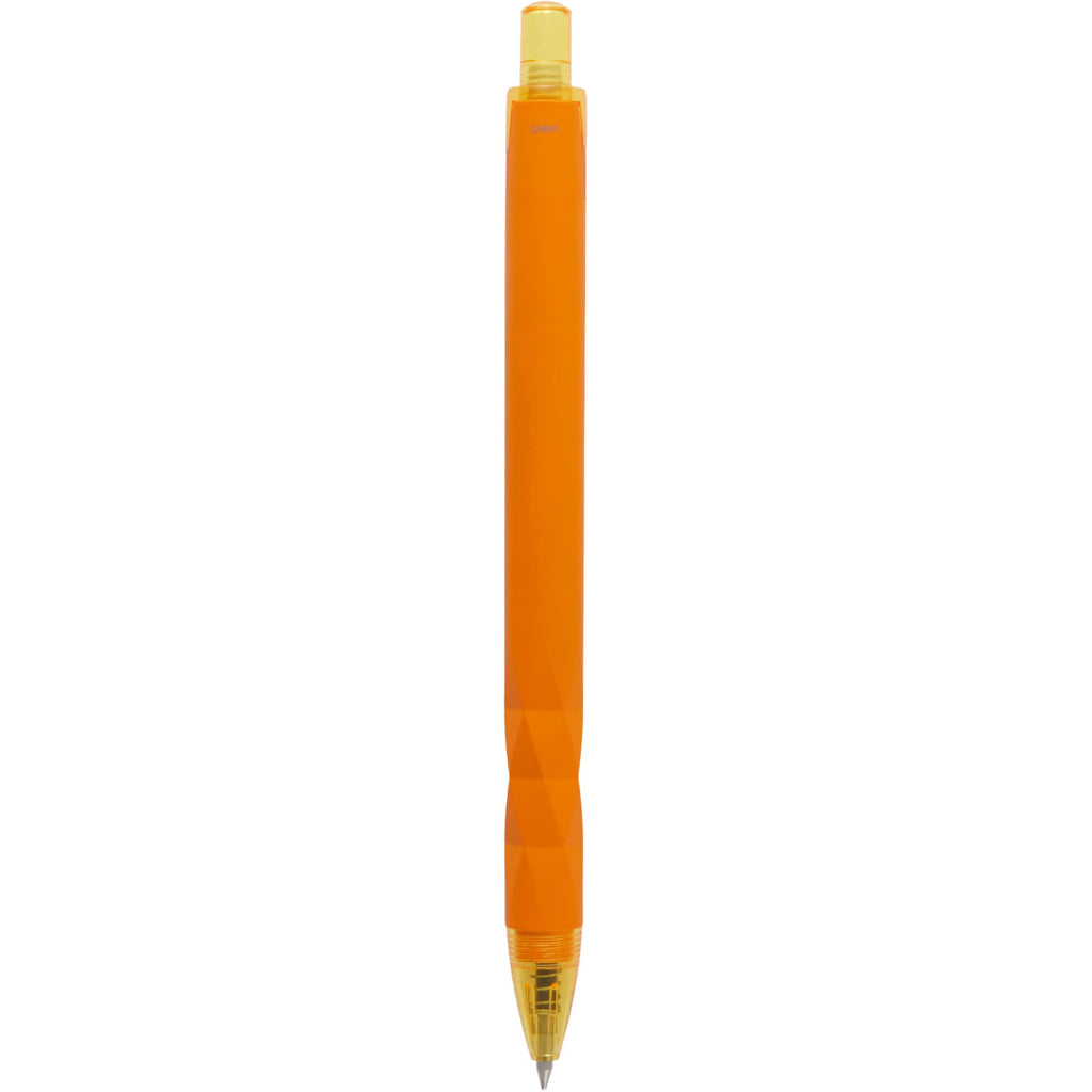 Hexi Soft Touch Gel Pen with Hexagonal Grip Full Color - Orange - Back