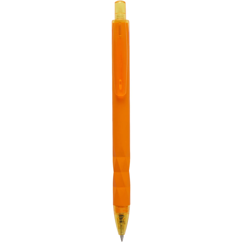 Hexi Soft Touch Gel Pen with Hexagonal Grip Full Color - Orange - Clip