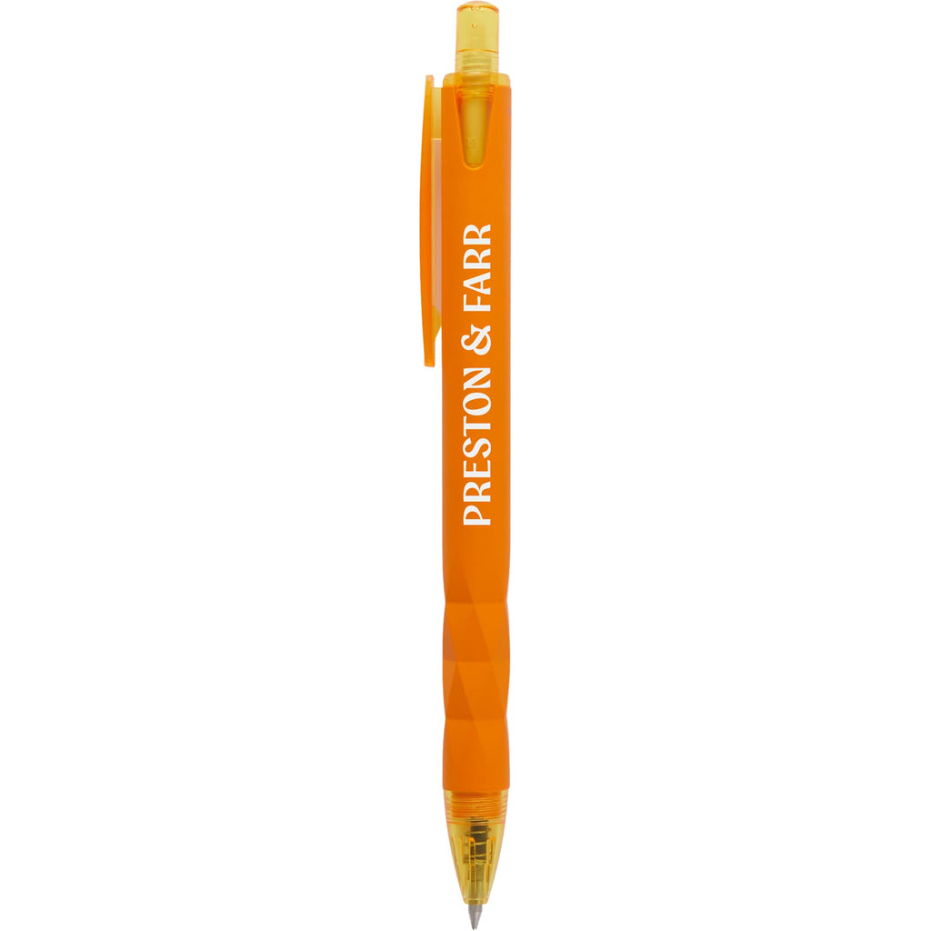 Hexi Soft Touch Gel Pen with Hexagonal Grip Full Color - Orange - Front