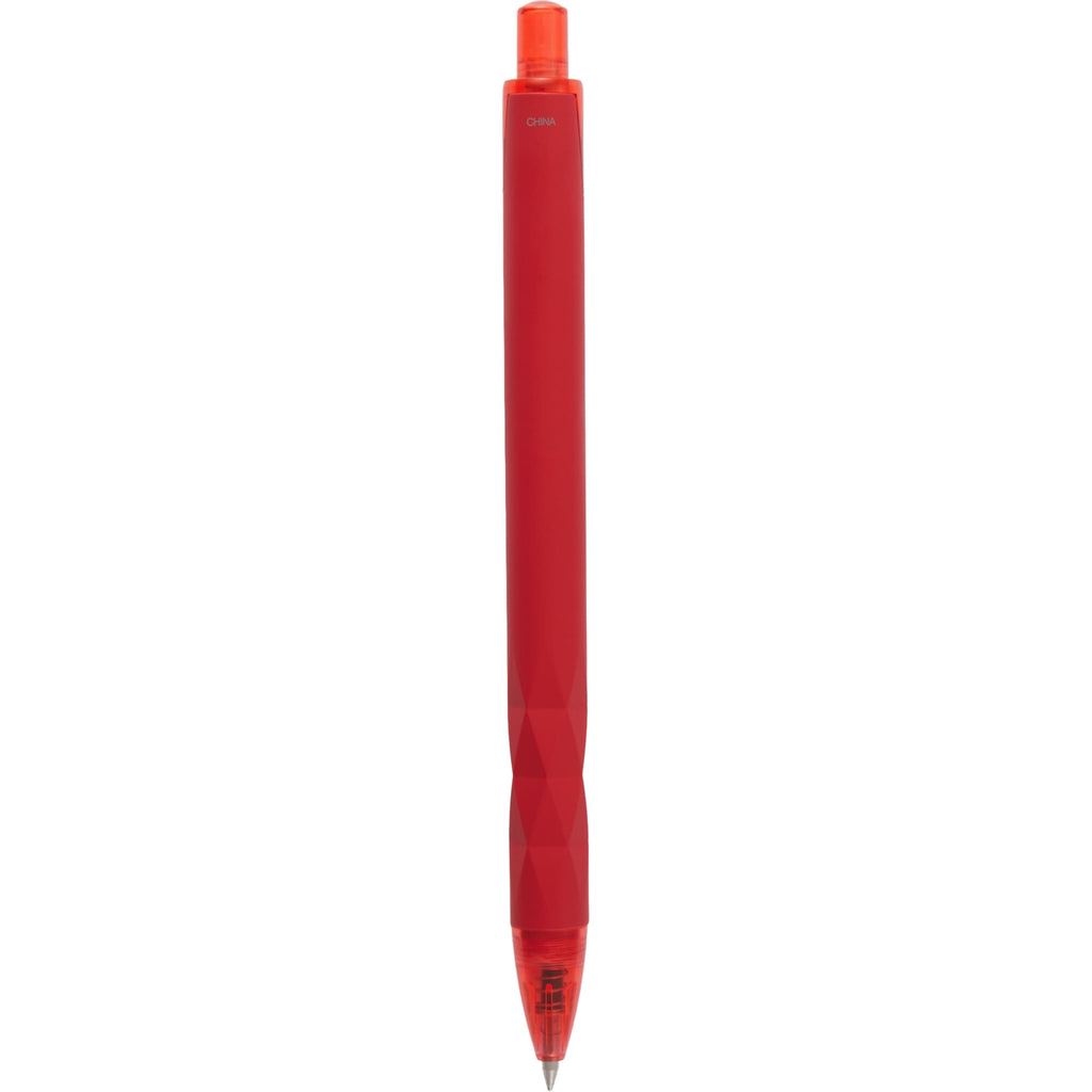 Hexi Soft Touch Gel Pen with Hexagonal Grip Full Color - Red - Back