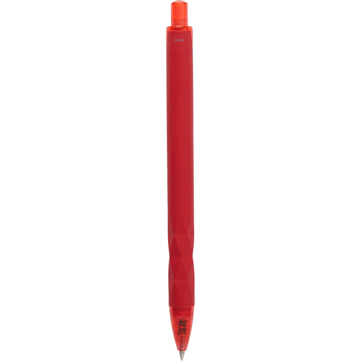 Hexi Soft Touch Gel Pen with Hexagonal Grip Full Color - Red - Back