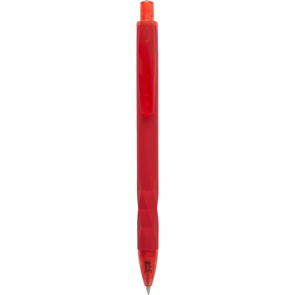 Hexi Soft Touch Gel Pen with Hexagonal Grip Full Color - Red - Clip