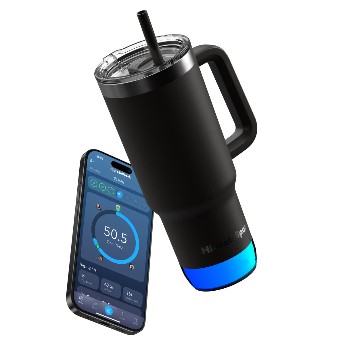 HidrateSpark Pro Smart Tumbler, 30 oz - Black - Detail 8