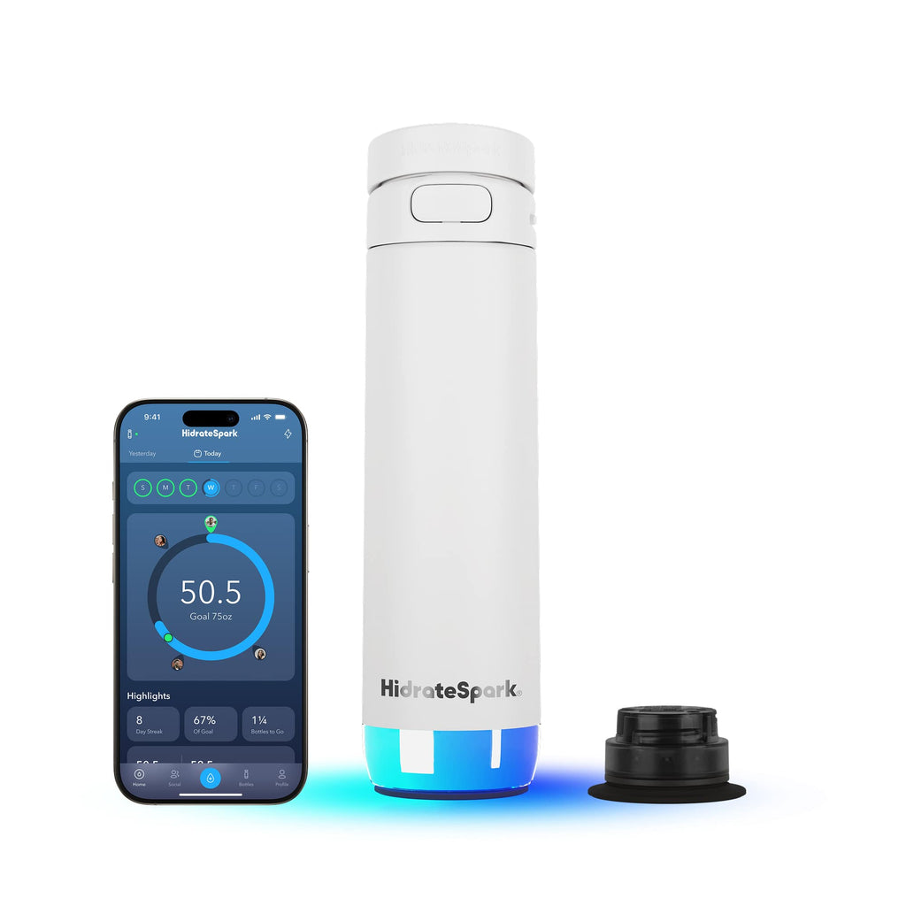 HidrateSpark PRO Smart Water Bottle with Chug Lid, 21 oz Full Color - White - Detail 2