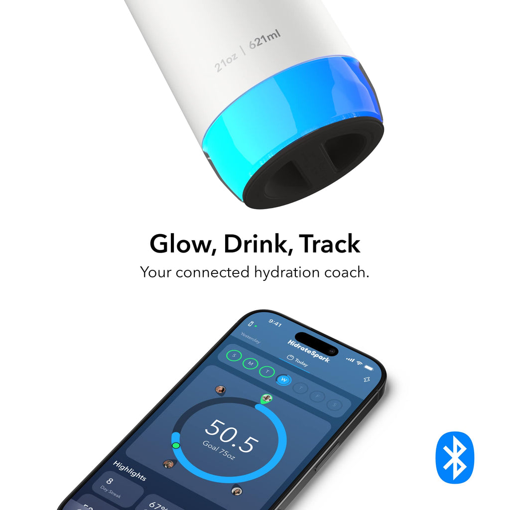 HidrateSpark PRO Smart Water Bottle with Chug Lid, 21 oz Full Color - White - Detail 4
