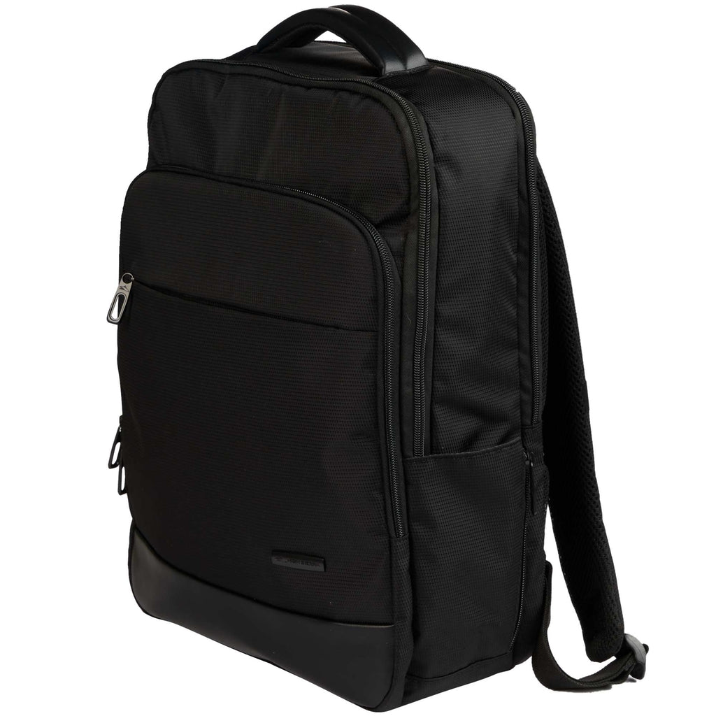 High Sierra Armagh Backpack in Recycled Polyester Embroidery - Black - Left Angle