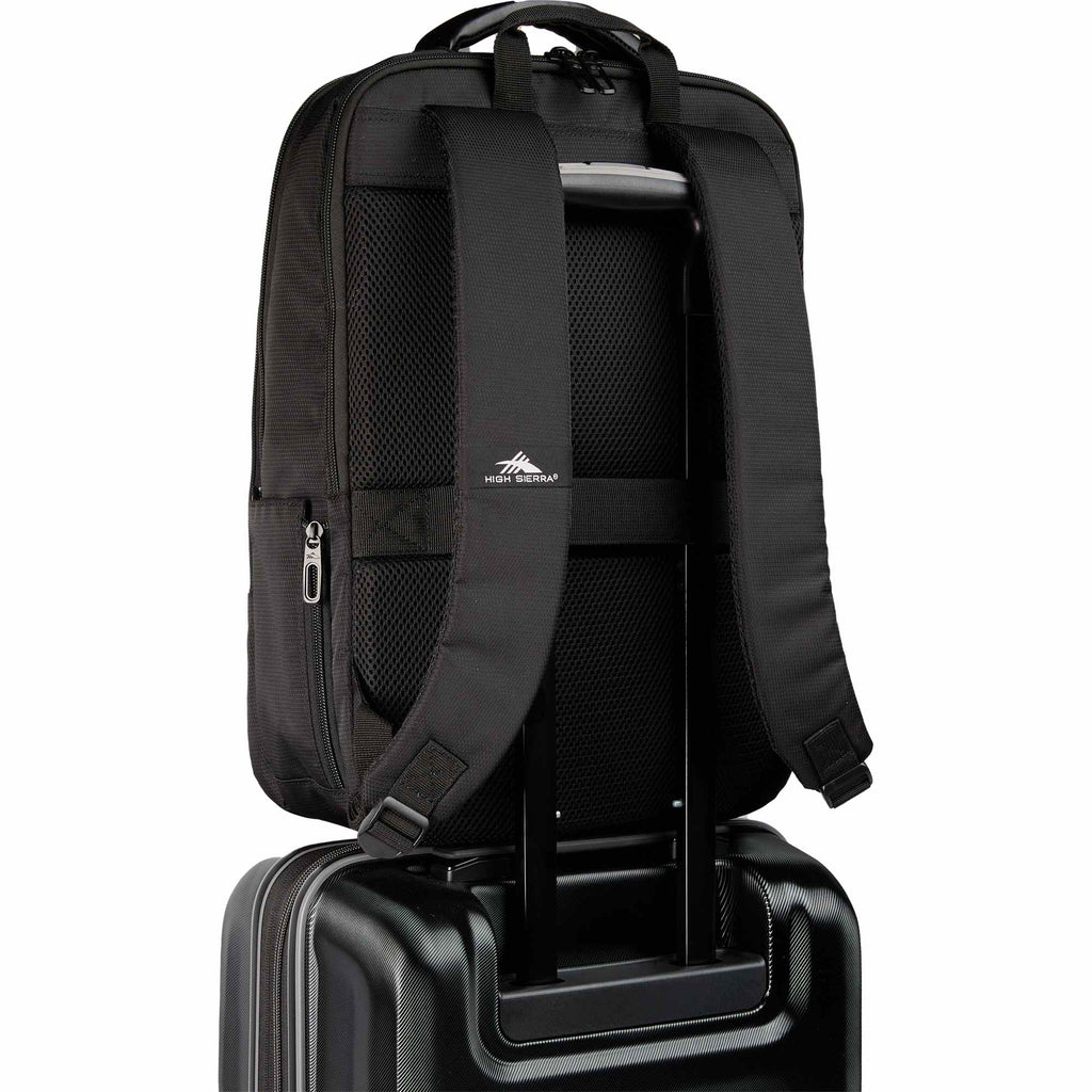 High Sierra Armagh Backpack in Recycled Polyester Transfer - Black - Trolley