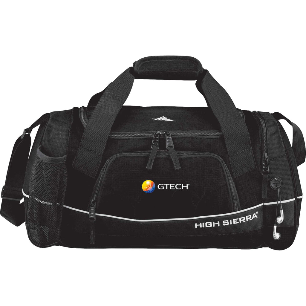 High Sierra Bubba Duffel Bag with Headphone Port, 22 Inches Embroidery - Black - Front