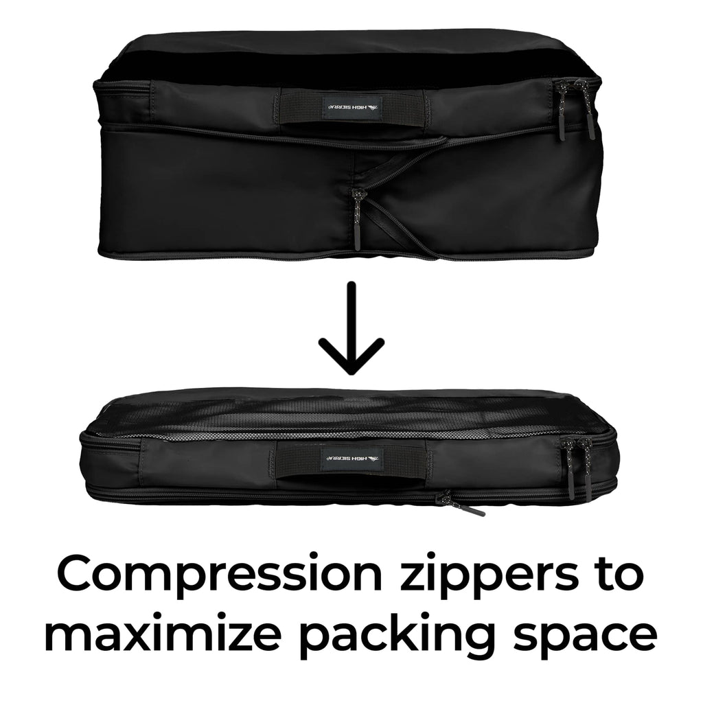 High Sierra Courier Compression Packing Cubes, Set of 3 Embroidery - Black - Compression Detail