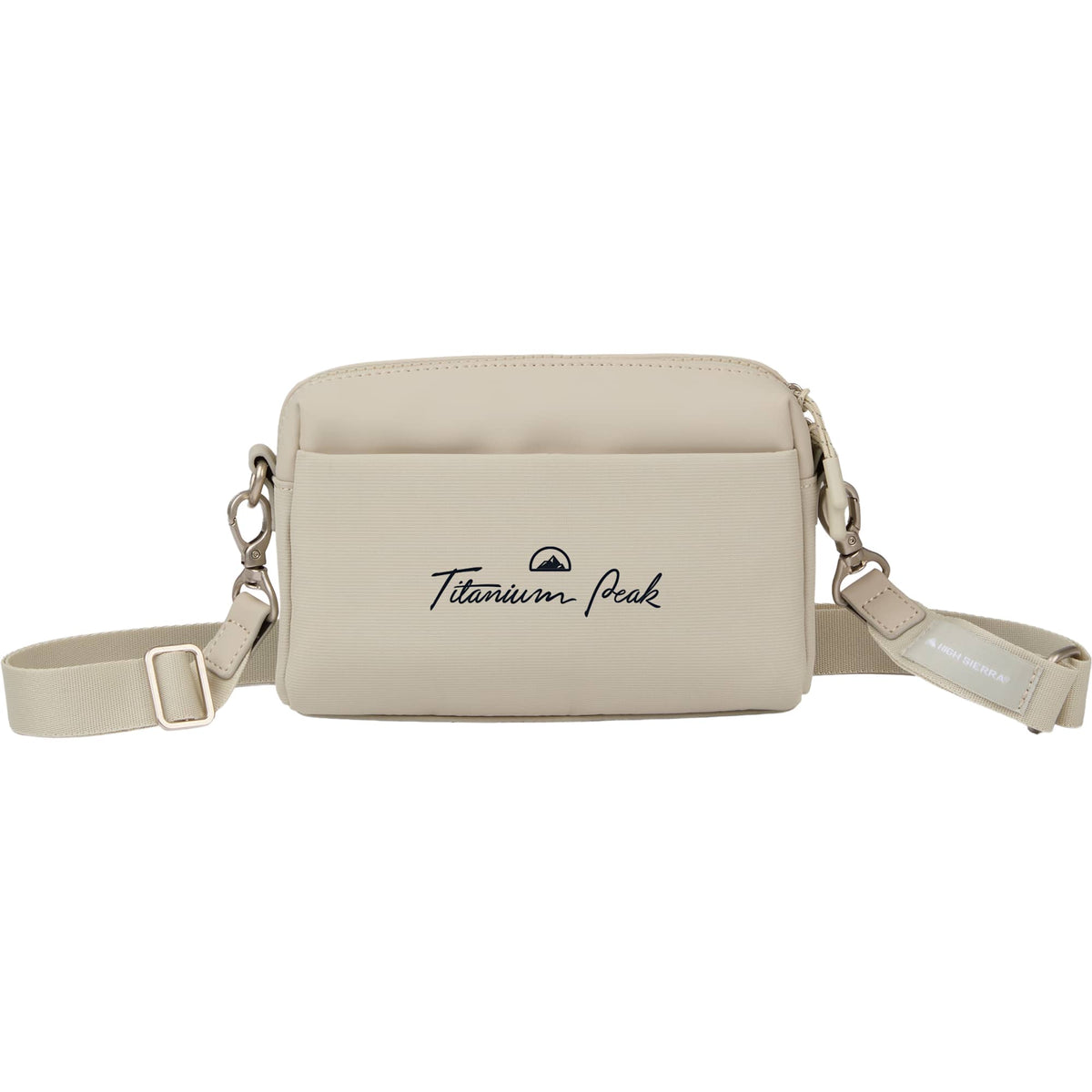 High Sierra Courier Crossbody Bag in Recycled Polyester Transfer - Limestone Grey - Front