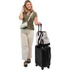 High Sierra Courier Crossbody Bag in Recycled Polyester Transfer - Limestone Grey - On Model 8