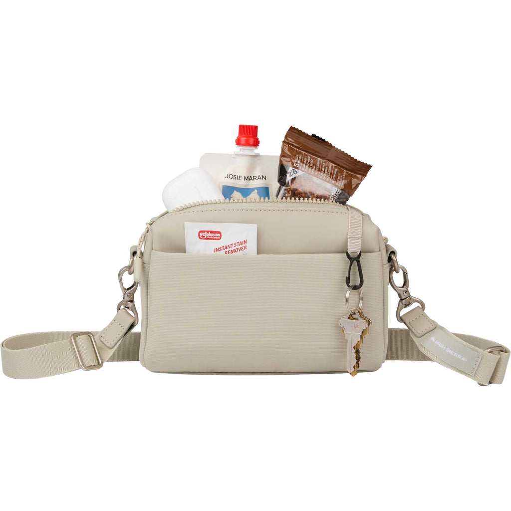 High Sierra Courier Crossbody Bag in Recycled Polyester Transfer - Limestone Grey - Propped