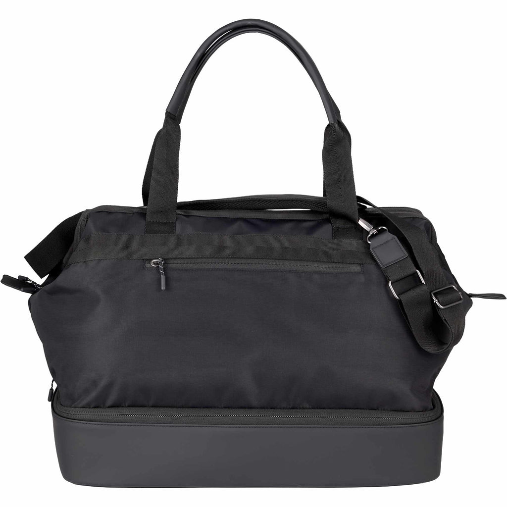 High Sierra Courier Duffel Bag with Drop Bottom Embroidery - Black - Back