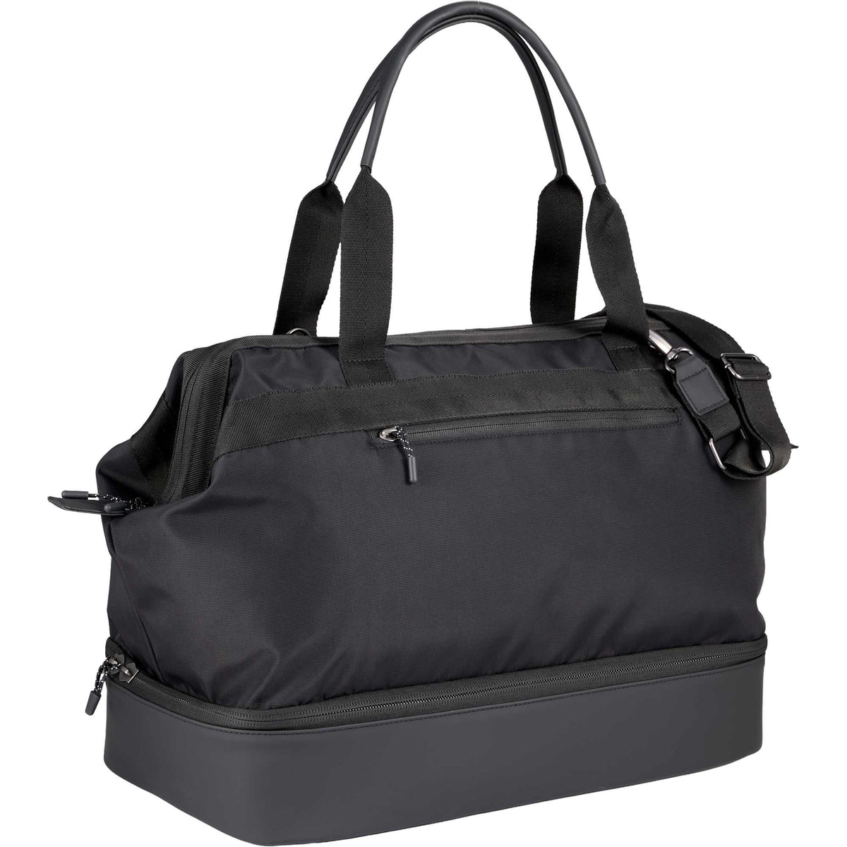 High Sierra Courier Duffel Bag with Drop Bottom Embroidery - Black - Right Angle