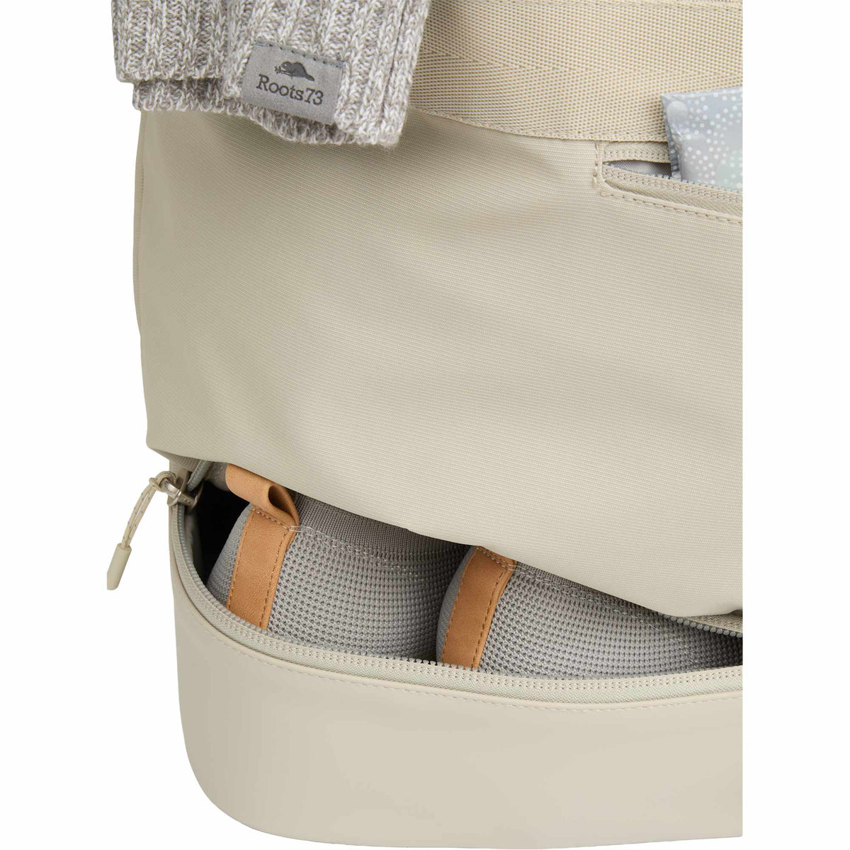 High Sierra Courier Duffel Bag with Drop Bottom Embroidery - Limestone Grey - Detail 6