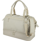 High Sierra Courier Duffel Bag with Drop Bottom Embroidery - Limestone Grey - Left Angle