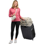 High Sierra Courier Duffel Bag with Drop Bottom Embroidery - Limestone Grey - On Model 5