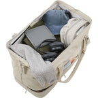 High Sierra Courier Duffel Bag with Drop Bottom Embroidery - Limestone Grey - Propped