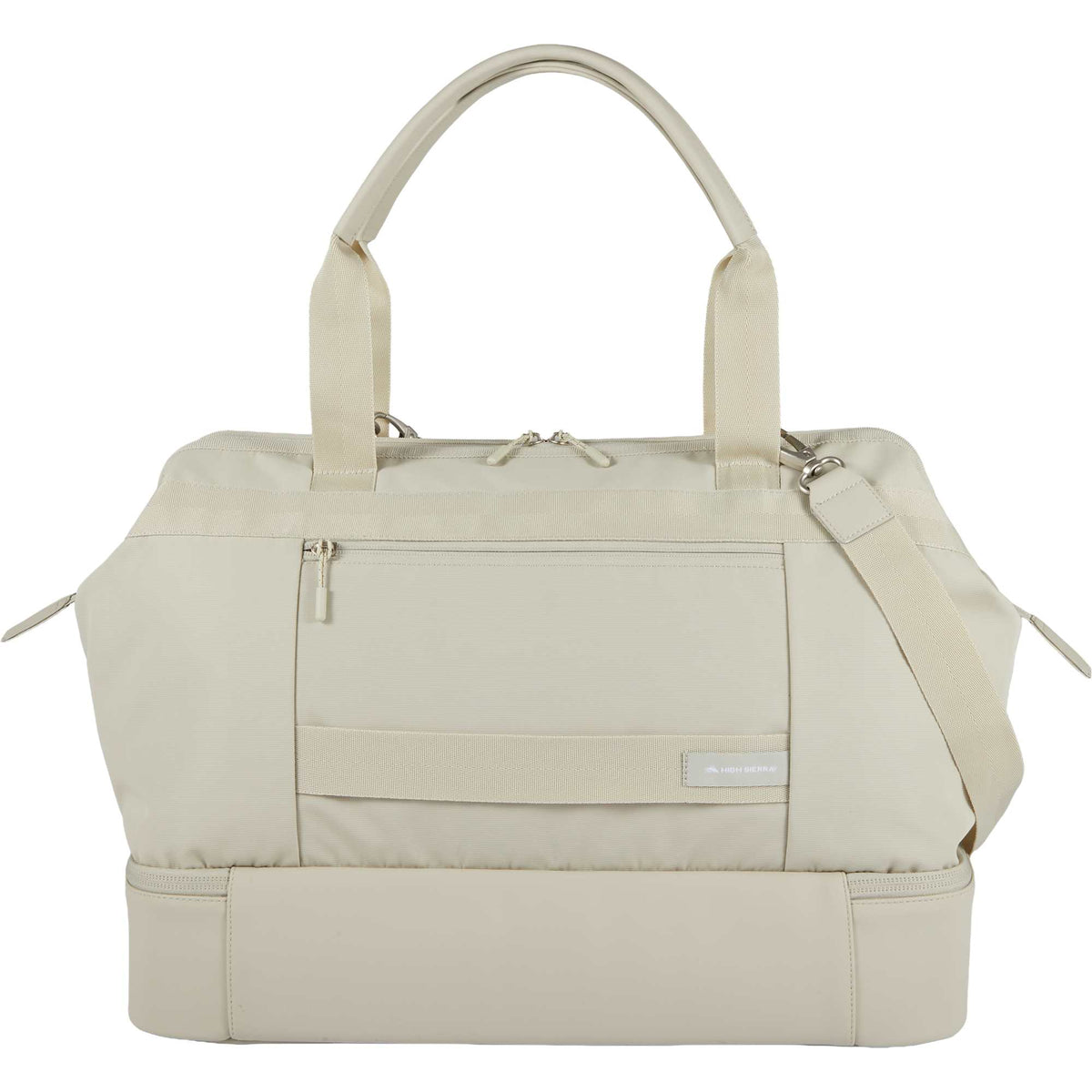 High Sierra Courier Duffel Bag with Drop Bottom Transfer - Limestone Grey - Back