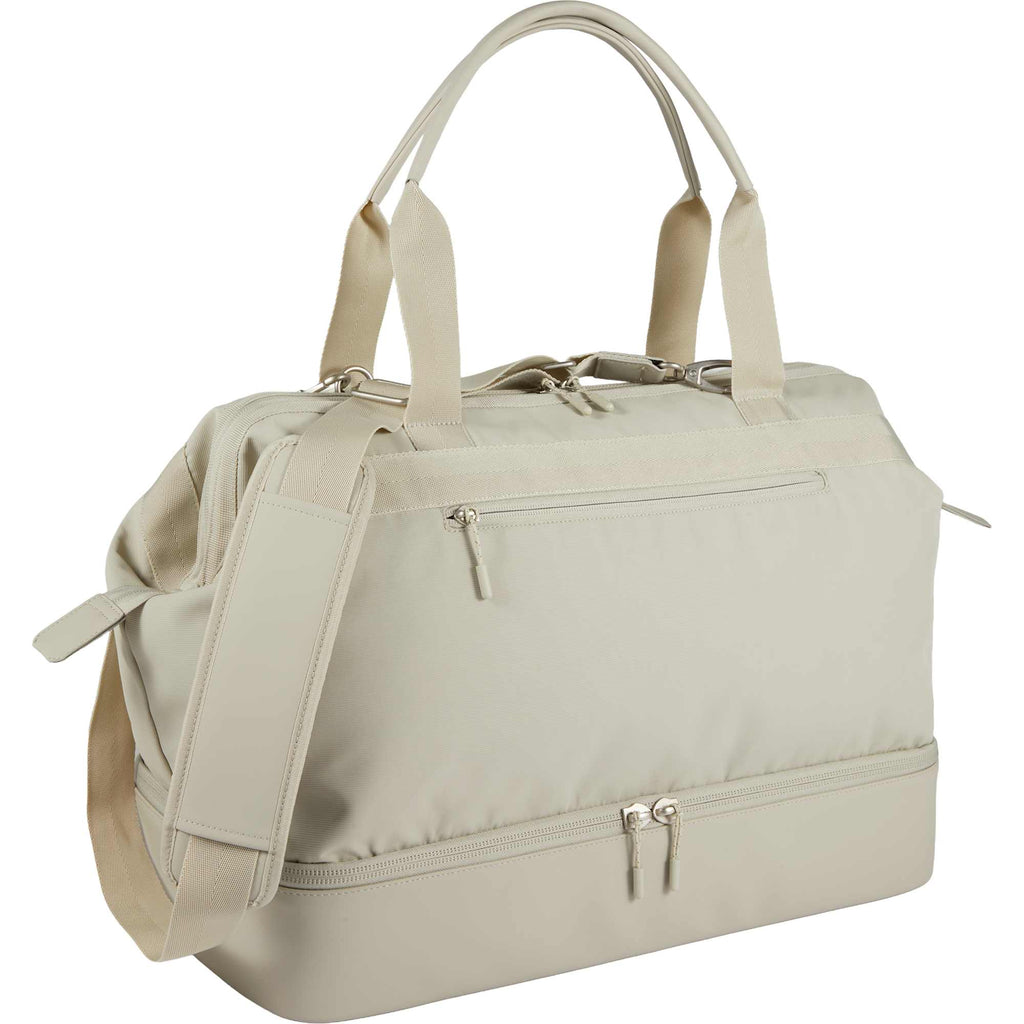 High Sierra Courier Duffel Bag with Drop Bottom Transfer - Limestone Grey - Right Angle