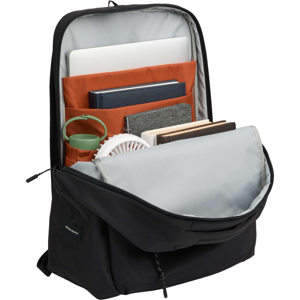 High Sierra Courier Laptop Backpack, 16 Inch Transfer - Black - Propped