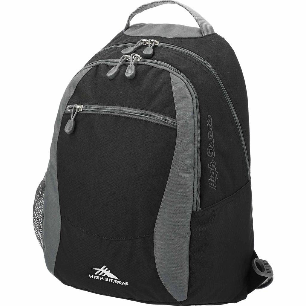 High Sierra Curve Backpack with Organizer Embroidery - Black - Left Angle 2