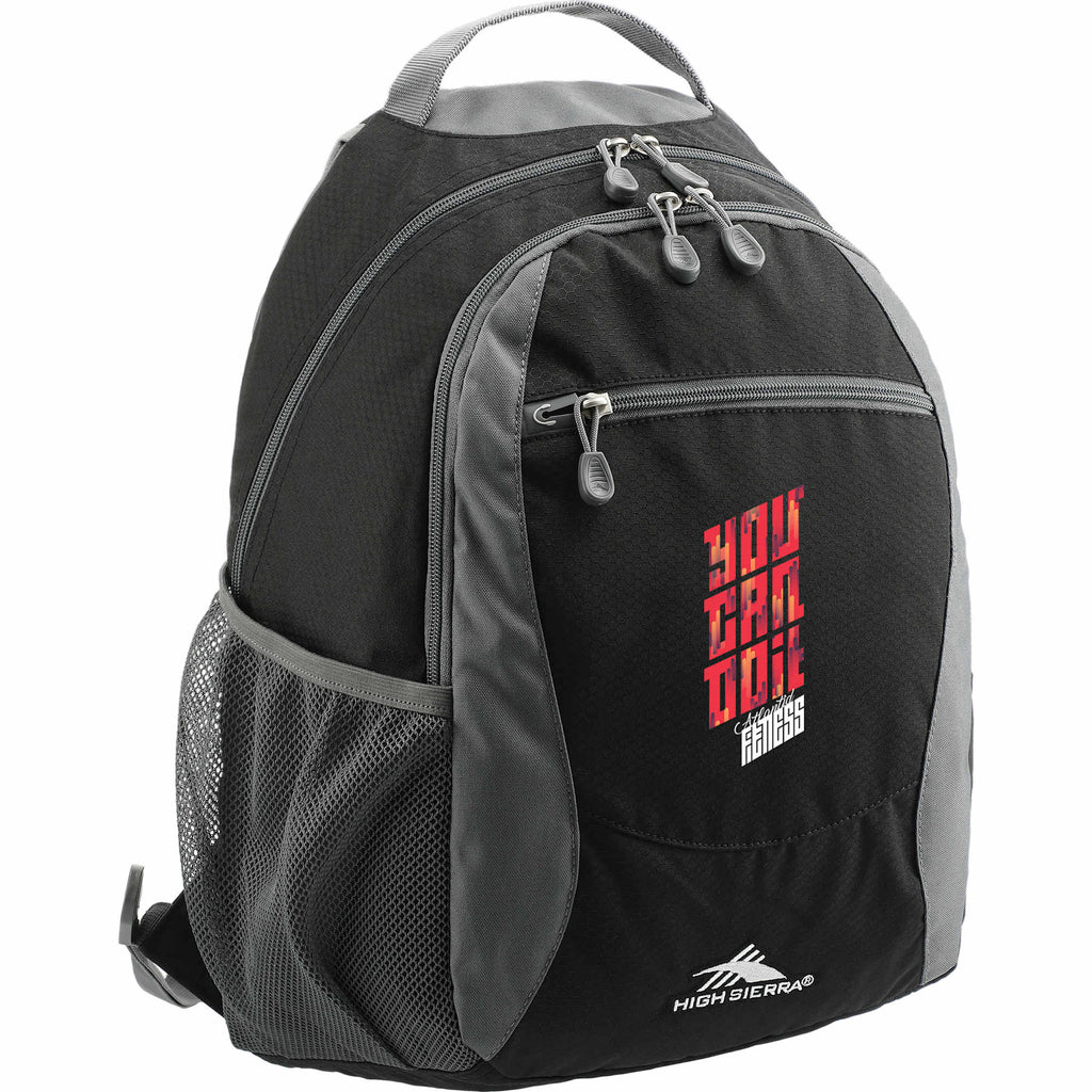 High Sierra Curve Backpack with Organizer Embroidery - Black - Right Angle