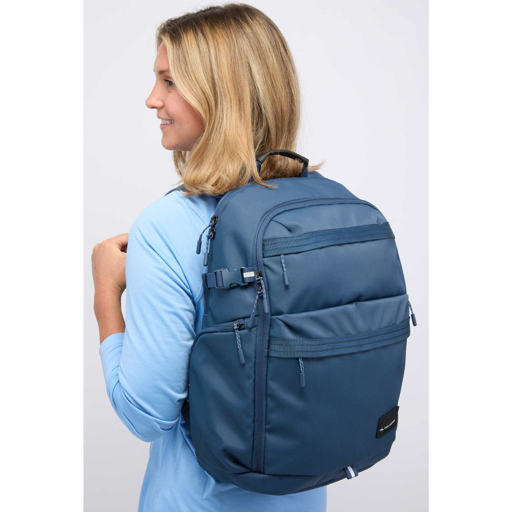 High Sierra Daily Pro Laptop Backpack, 15 Inch Transfer - Navy - On Model 2