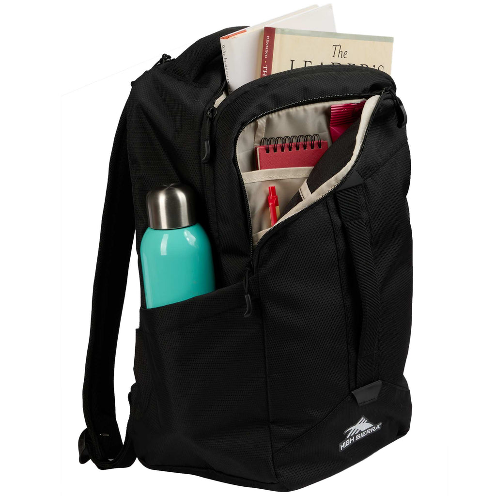 High Sierra Everyday Pack in Recycled Polyester Transfer - Black - Propped