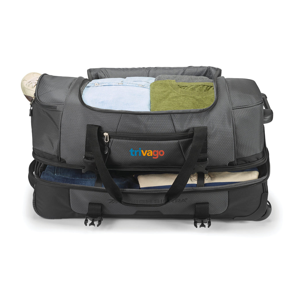 High Sierra Fairlead Drop Bottom Wheeled Duffel, 28 Inches Embroidery - Mercury/Black - View 10