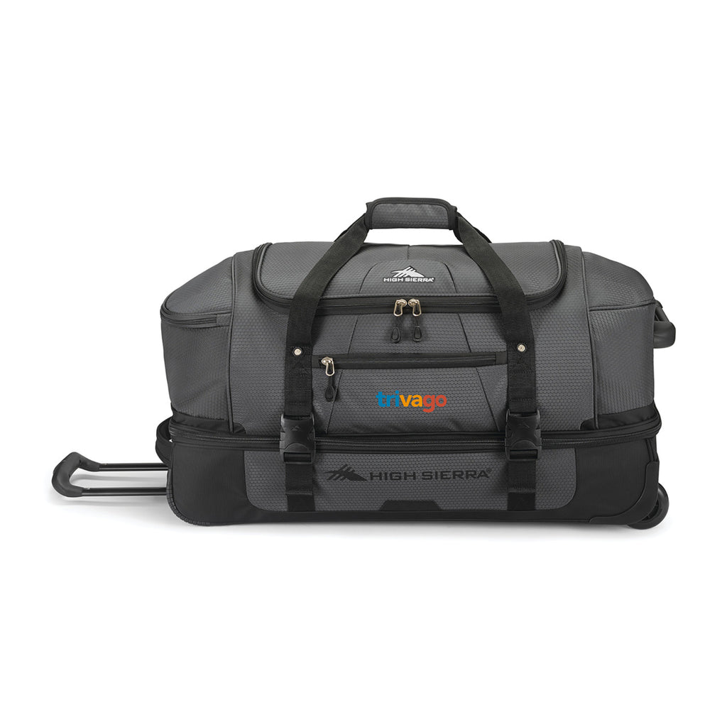 High Sierra Fairlead Drop Bottom Wheeled Duffel, 28 Inches Embroidery - Mercury/Black - View 6