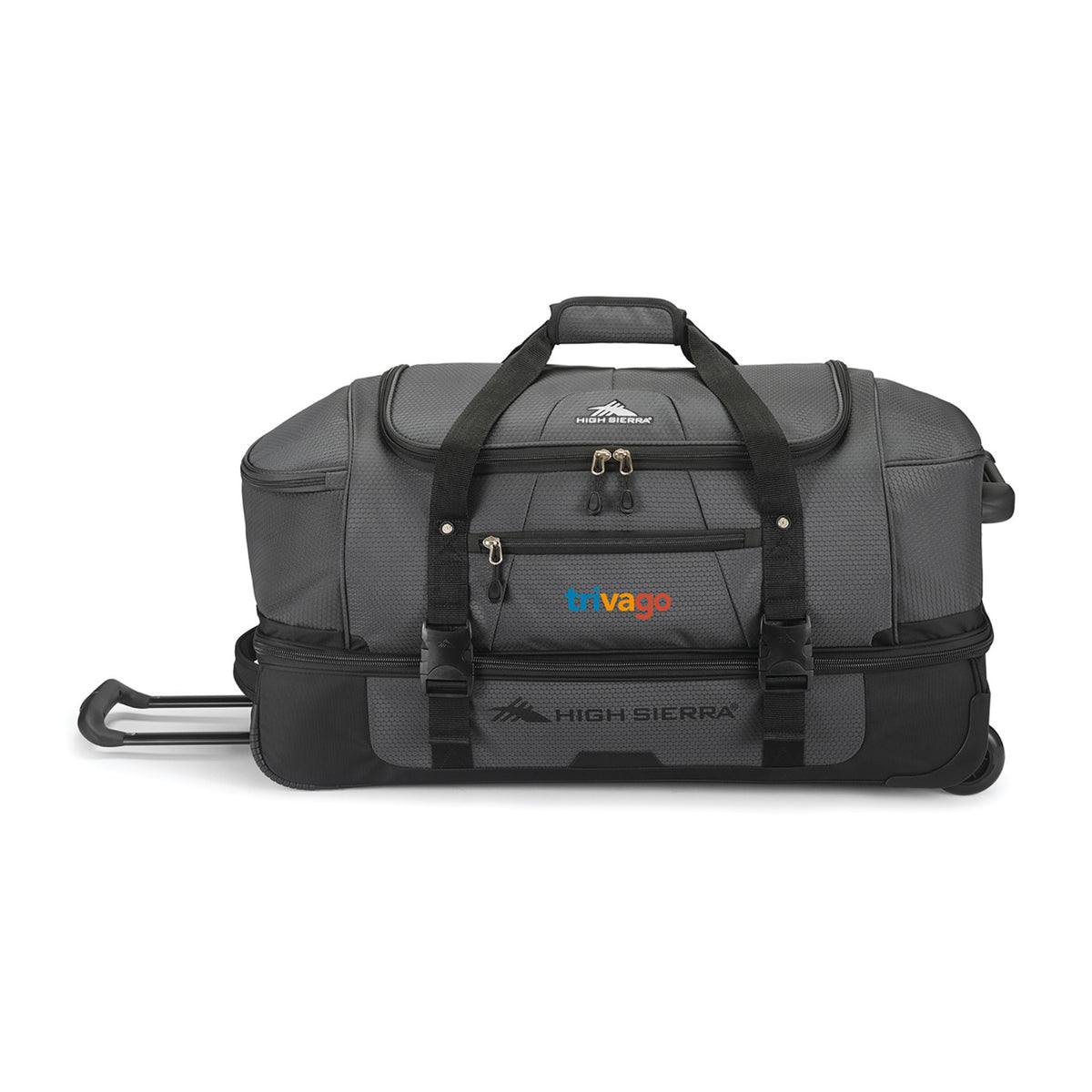 High Sierra Fairlead Drop Bottom Wheeled Duffel, 28 Inches Embroidery - Mercury/Black - View 6