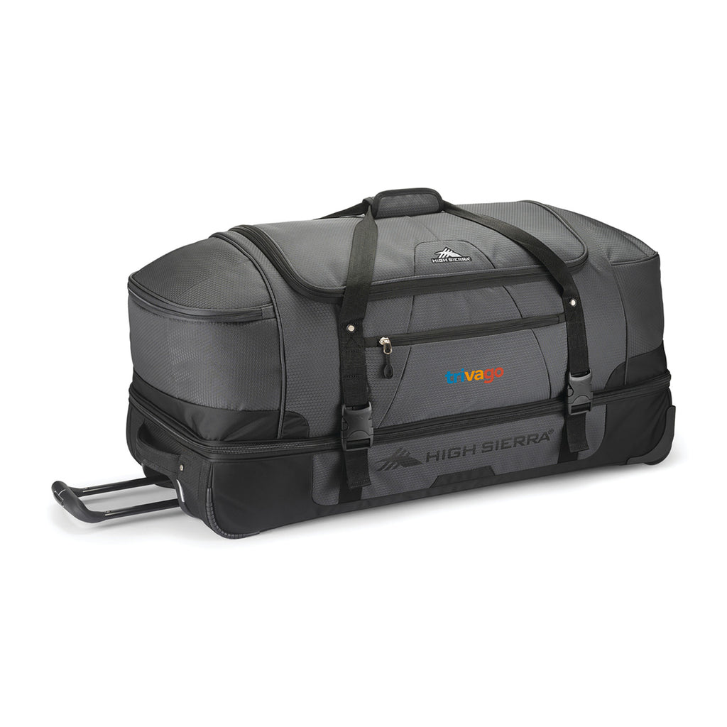 High Sierra Fairlead Drop Bottom Wheeled Duffel, 34 Inches Embroidery - Mercury/Black - View 1