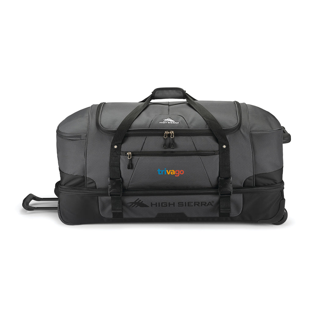High Sierra Fairlead Drop Bottom Wheeled Duffel, 34 Inches Embroidery - Mercury/Black - View 4