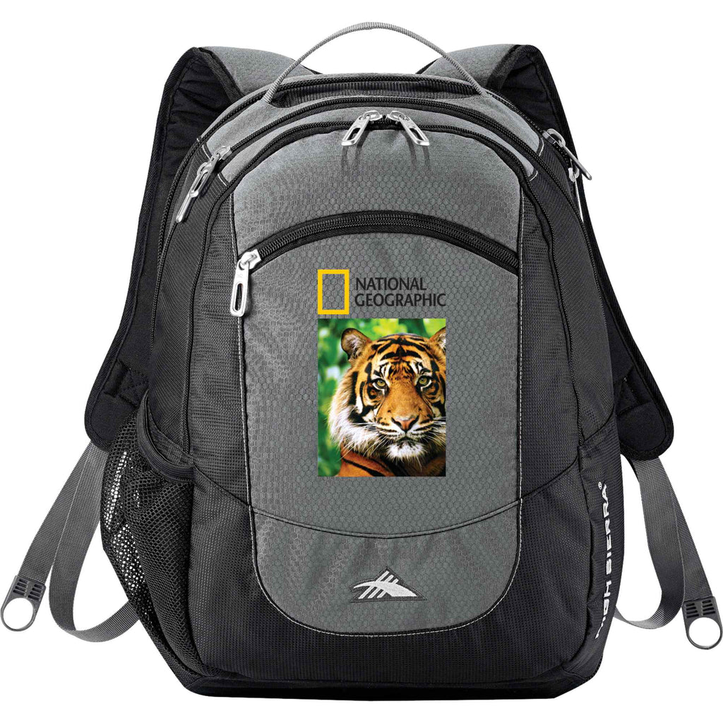 High Sierra Fly-By Laptop Backpack, 17 Inch Embroidery - Gray - Front 2